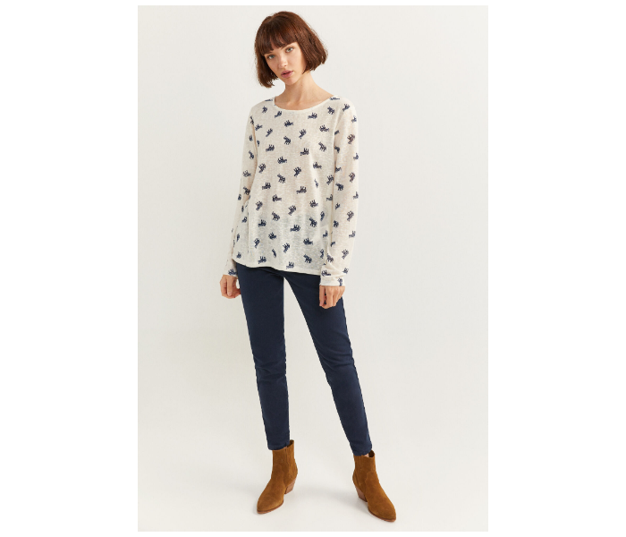 Springfield SS20 Elephant Printed Long Sleeve T-Shirt X-Small For Women - Ivory - Zoom Image 3