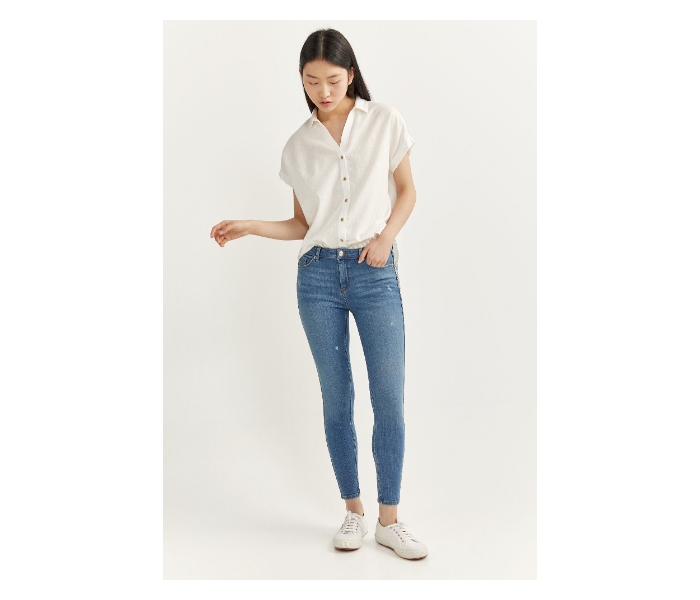 Springfield SS20 Fancy Denim Jeans EU 42 For Women - Blue and White - Zoom Image 1