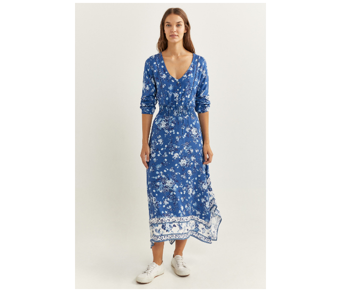 Springfield SS20 Printed Knit Dress EU 44 For Women - Blue and White - Zoom Image 1