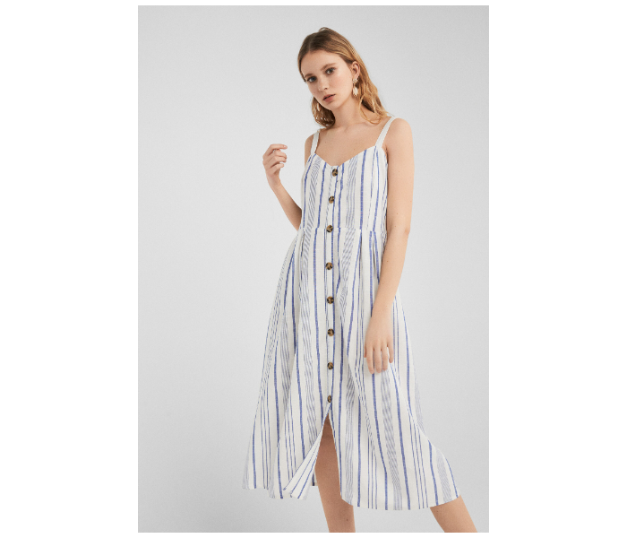 Springfield SS19 Striped Knit Dress EU 40 For Women - White and Blue - Zoom Image 3