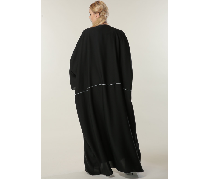 Moistreet Medium Black Loose Fit open Abaya - Black - Zoom Image 3