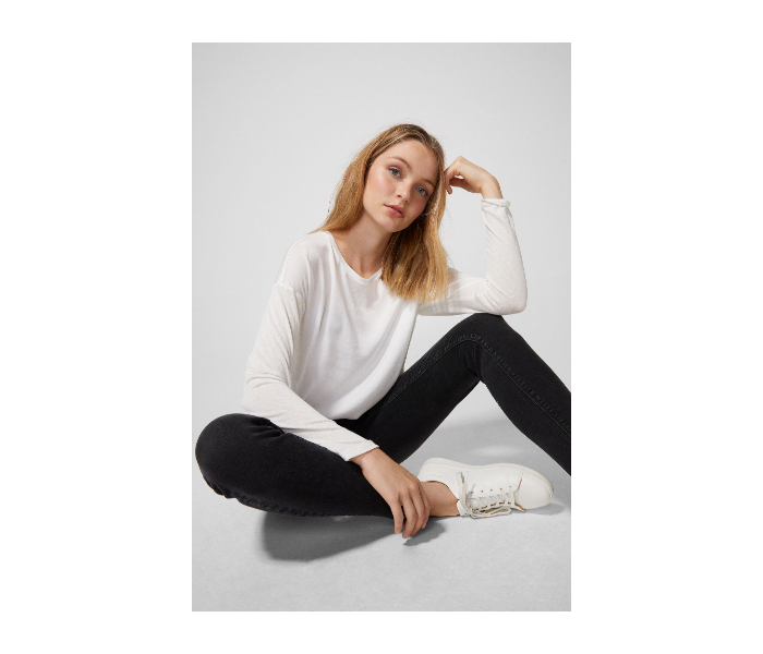 Springfield AW18 Plain Long Sleeve T-Shirt X-Small For Women - White - Zoom Image 1