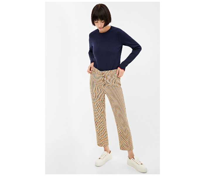 Springfield AW19 Checked Cotton Pant EU 38 For Women - Camel - Zoom Image 1