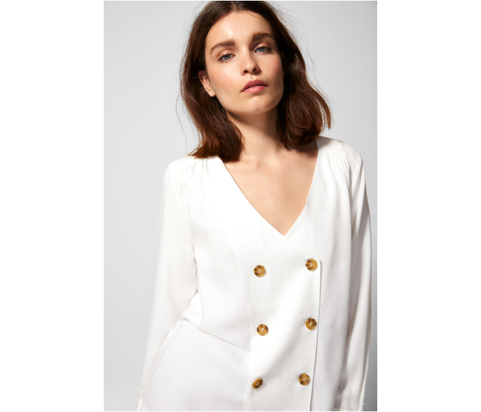 Springfield AW18 Long Sleeve Plain Blouse EU 40 For Women - White and Gold - Zoom Image 3