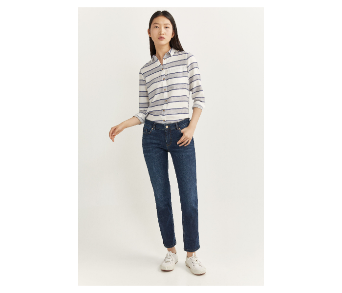 Springfield SS20 Long Sleeve Striped Shirt EU 36 For Women - White and Blue - Zoom Image 2