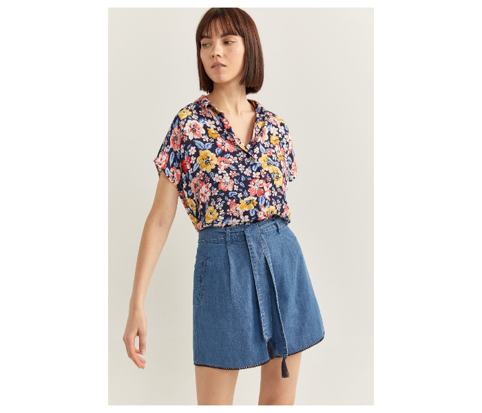 Springfield SS20 Floral Short Sleeve Blouse EU 38 For Women - Blue and Yellow - Zoom Image 4