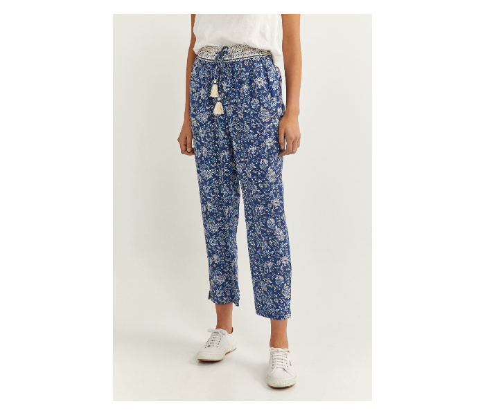 Springfield SS20 Printed Cotton Fancy Pant EU 34 For Women - Blue and White - Zoom Image 4