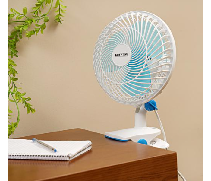 Krypton KNF6035 8-inch Oscillating  Plastic Table Fan - White & Blue - Zoom Image 5