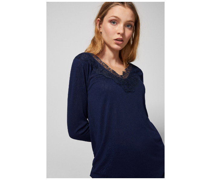 Springfield Plain Long Sleeve T-Shirt Medium For Women – Dark Blue - Zoom Image 1