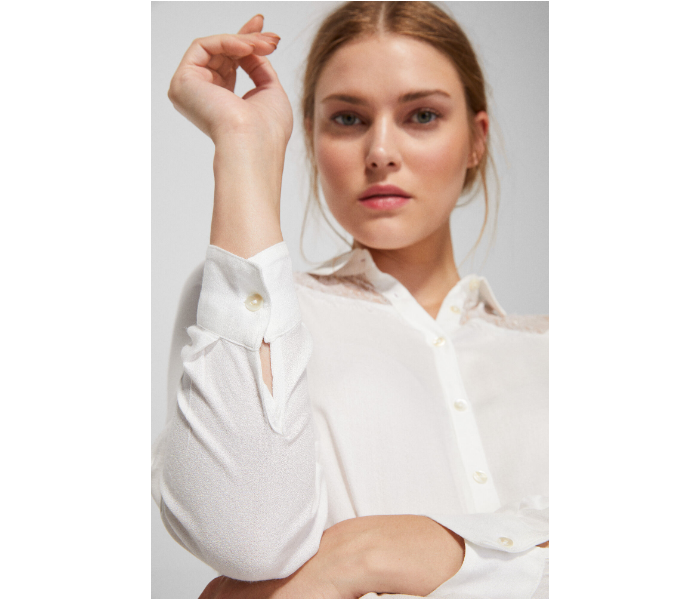 Springfield AW18 Long Sleeve Solid Blouse EU 36 For Women - White - Zoom Image 3