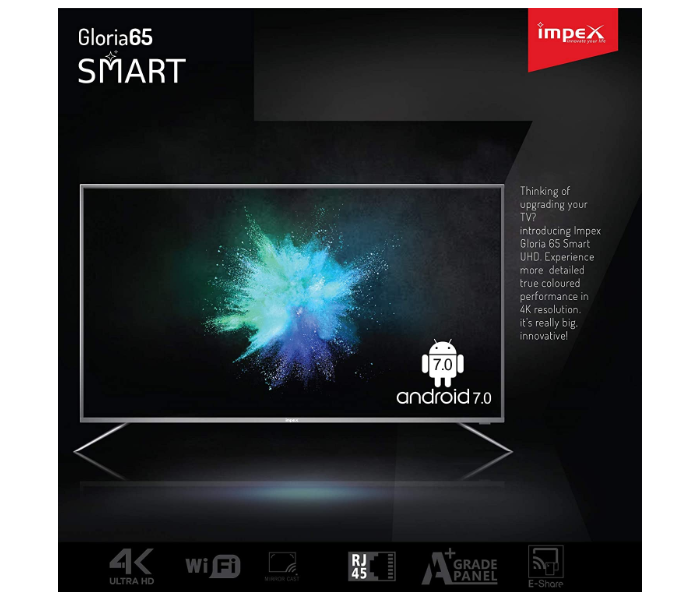 Impex Gloria 65 Smart 65 Inch 4K Ultra HD LED Smart TV - Black - Zoom Image 1