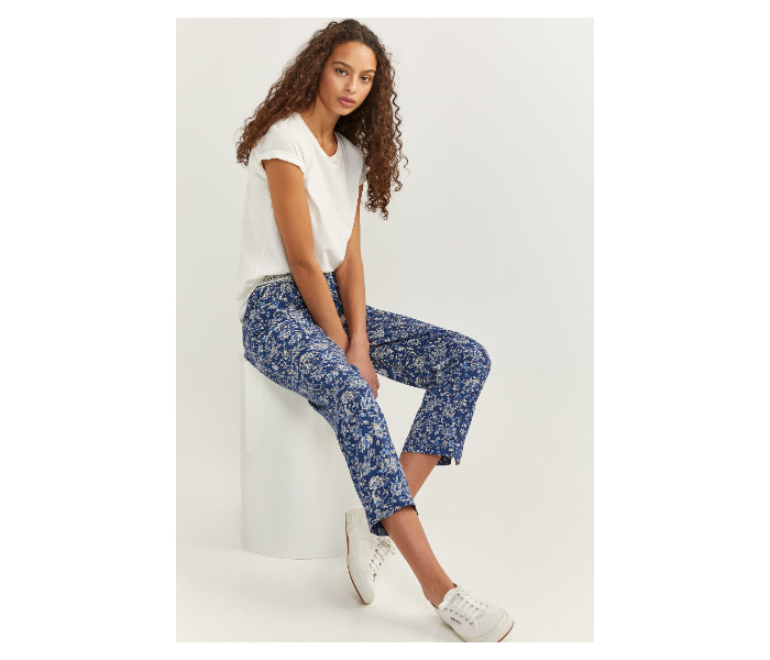 Springfield SS20 Printed Cotton Fancy Pant EU 40 For Women - Blue and White - Zoom Image 2