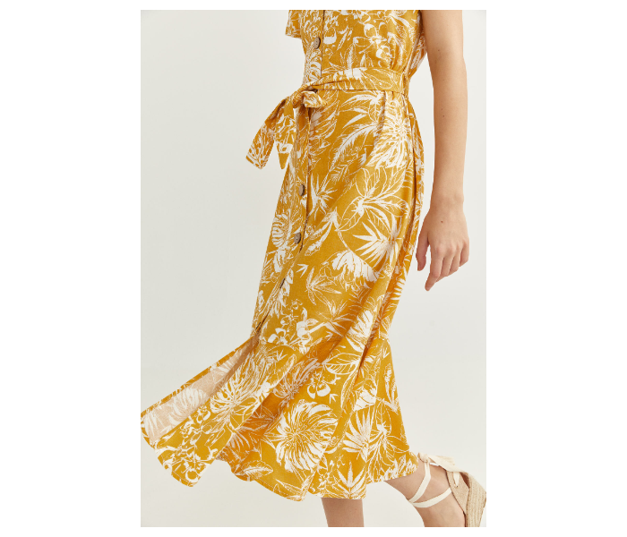 Springfield SS20 Leaf Printed Knit Dress EU 38 For Women - Yellow - Zoom Image 2