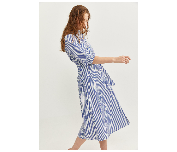 Springfield SS20 Striped Knit Dress With Tie-Up Dress EU 44 For Women - Light Blue - Zoom Image 2