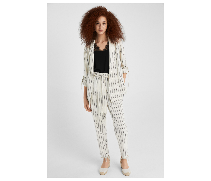 Springfield SS19 Striped Cotton Fancy Pant EU 36 For Women - Ivory Black - Zoom Image 1