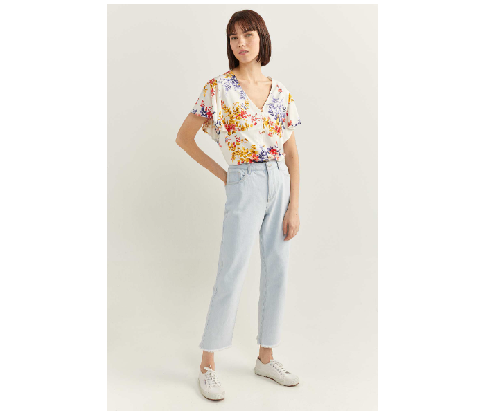 Springfield SS20 Floral Short Sleeve Blouse EU 40 For Women - Yellow and White - Zoom Image 2