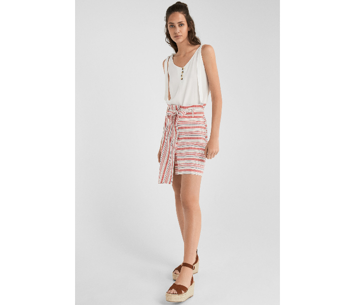 Springfield SS19 Striped Mini Skirt Medium For Women - White and Pink - Zoom Image 2