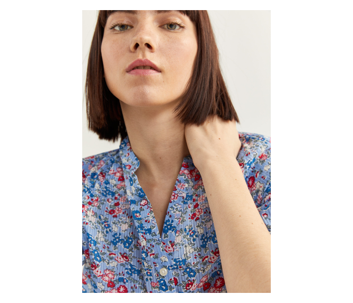 Springfield SS20 Long Sleeve Floral Blouse With Button Closure EU 40 For Women - Blue - Zoom Image 1