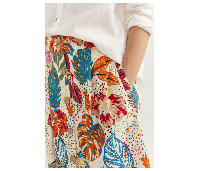 Springfield SS20 Printed Midi Skirt EU 40 For Women - Ivory - Zoom Image 4