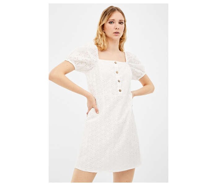 Springfield AW19 Mini Knit Dress EU 38 For Women - White - Zoom Image 4