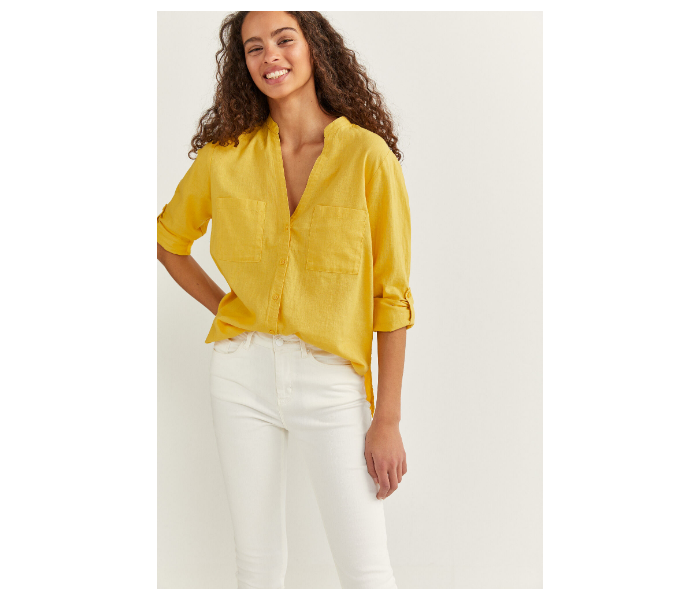 Springfield SS20 Long Sleeve Plain Shirt EU 34 For Women - Yellow - Zoom Image 2