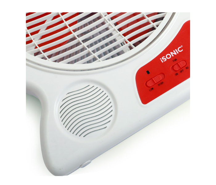 Isonic IF330 12 Inch Rechargeable Fan with Remote – White and Red - Zoom Image 4