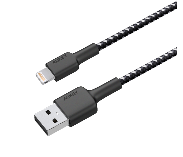 Aukey BAL3B 1.2m MFi Lightning 8 pin Sync and Charging Cable Braided Cable - Black - Zoom Image 2