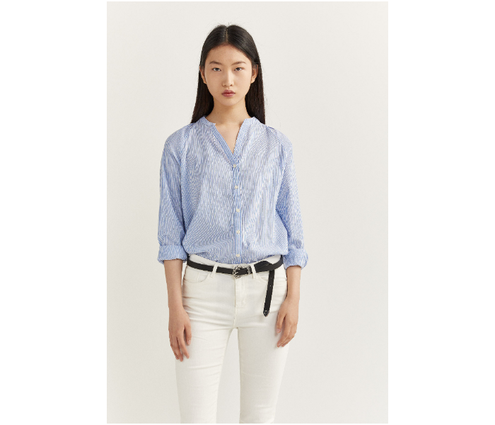 Springfield SS20 Long Sleeve Striped Blouse With Button Closure EU 34 For Women - Light Blue - Zoom Image 1