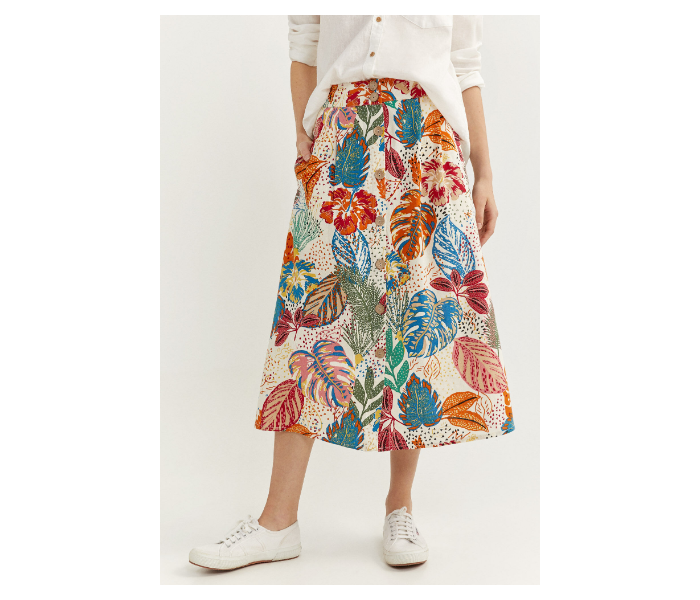 Springfield SS20 Printed Midi Skirt EU 34 For Women - Ivory - Zoom Image 2