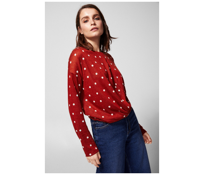 Springfield Dotted Long Sleeve T-Shirt Small For Women - Red - Zoom Image 3