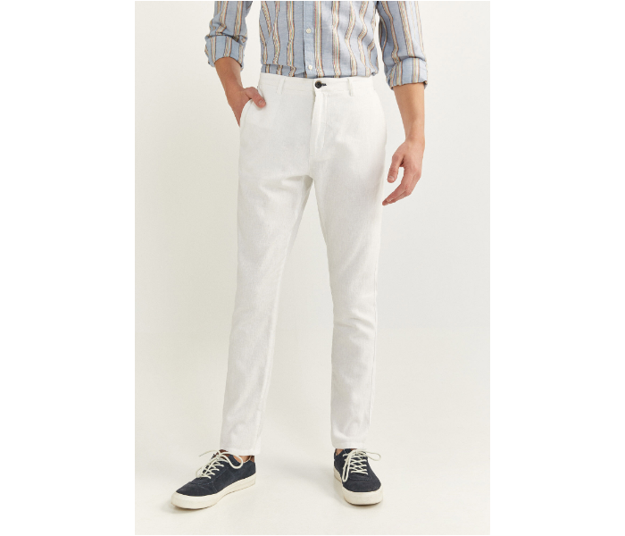 Springfield SS20 Sport Trouser Solid Chinos EU 48 For Men - White - Zoom Image 2