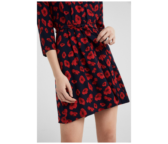 Springfield SS19 Floral Knit Dress EU 40 For Women - Blue and Red - Zoom Image 3