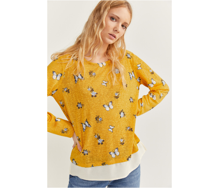 Springfield SS20 Butterfly Printed Long Sleeve T-Shirt Small For Women - Yellow - Zoom Image 1