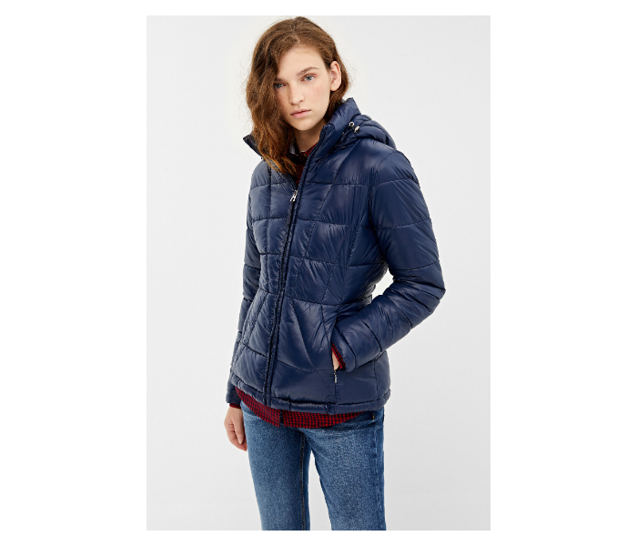 Springfield AW19 Solid Winter Jacket Medium For Women - Dark Blue - Zoom Image 3