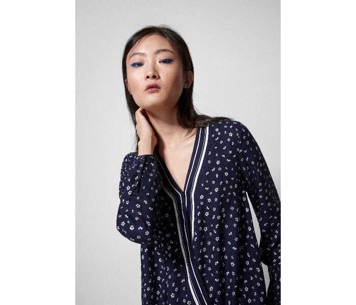 Springfield SS19 Long Sleeve Printed Blouse EU 38 For Women - Dark Blue - Zoom Image 4