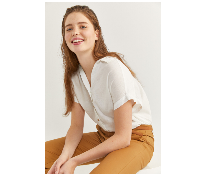 Springfield SS20 Plain Short Sleeve Blouse EU 34 For Women - Cream - Zoom Image 3