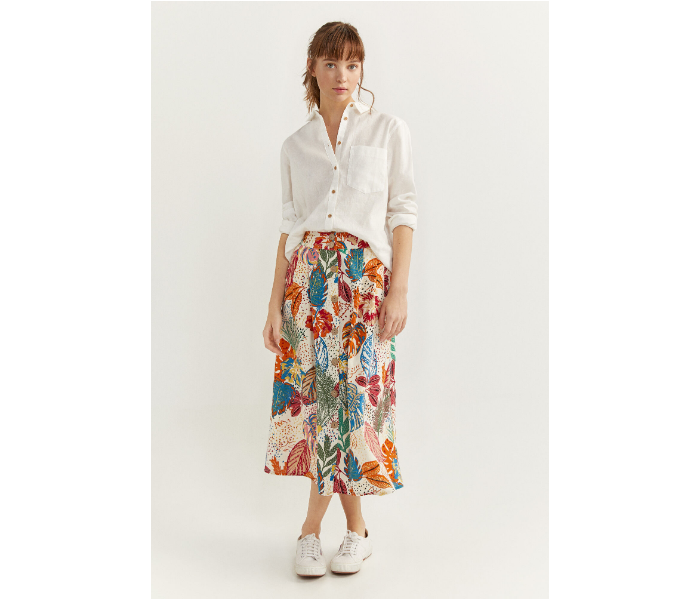 Springfield SS20 Printed Midi Skirt EU 42 For Women - Ivory - Zoom Image 1