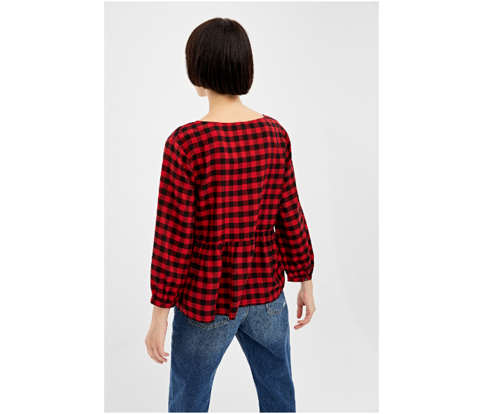 Springfield AW19 Regular Fit Long Sleeve Checked Blouse EU 38 For Women - Black and Red - Zoom Image 2