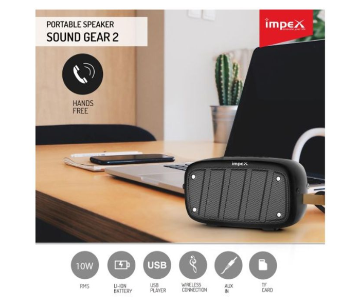 Impex Sound Gear 2 Portable Wireless Speaker with Bluetooth - Black - Zoom Image 3