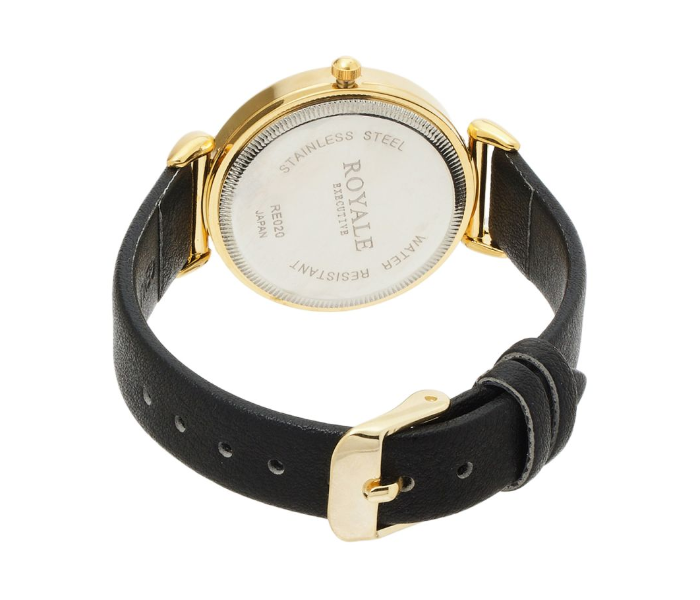 Royale Executive RE020 Leather Analog Wrist Watch For Women - Black and Gold - Zoom Image 3