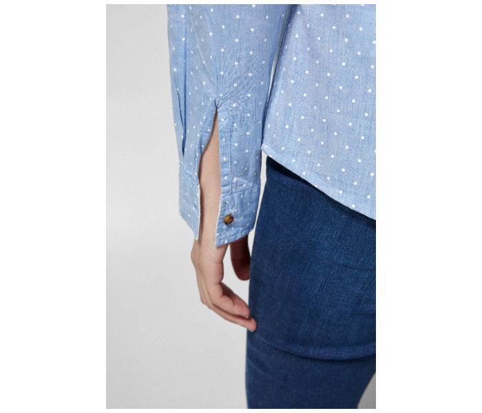 Springfield SS19 Long Sleeve Dotted Blouse EU 38 For Women - Blue and White - Zoom Image 4