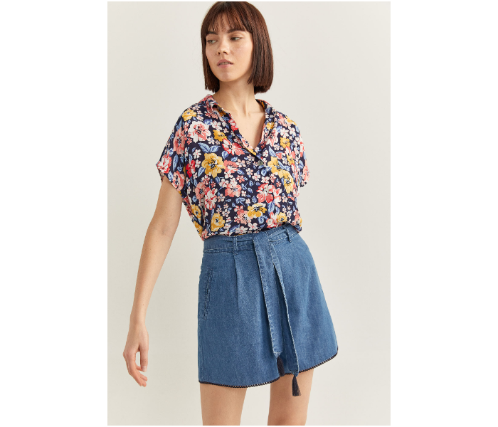 Springfield SS20 Floral Short Sleeve Blouse EU 40 For Women - Blue and Yellow - Zoom Image 4