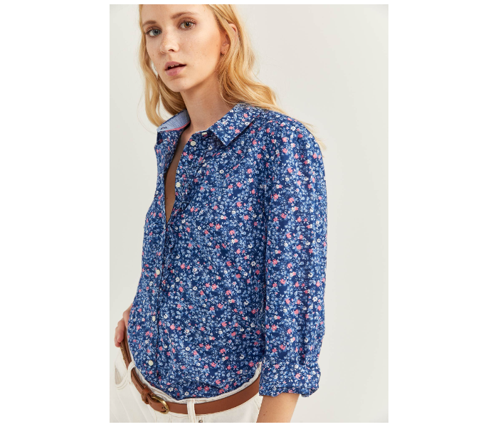 Springfield SS20 Long Sleeve Floral Blouse With Button Closure EU 36 For Women - Blue and Pink - Zoom Image 2