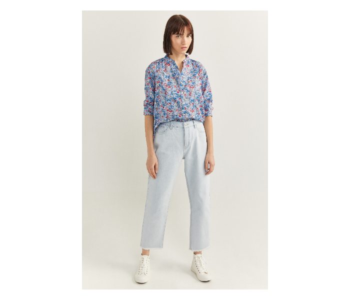 Springfield SS20 Long Sleeve Floral Blouse With Button Closure EU 34 For Women - Blue - Zoom Image 1