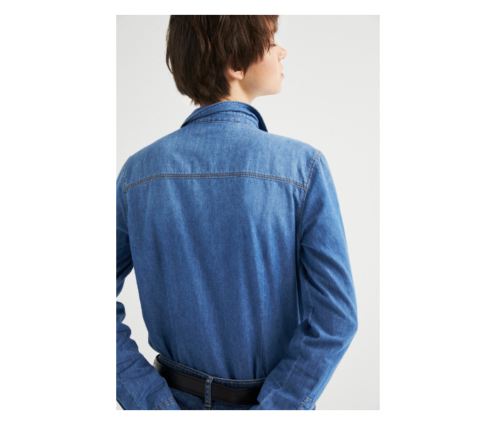 Springfield SS19 Long Sleeve Plain Blouse EU 38 For Women - Jean Blue - Zoom Image 2