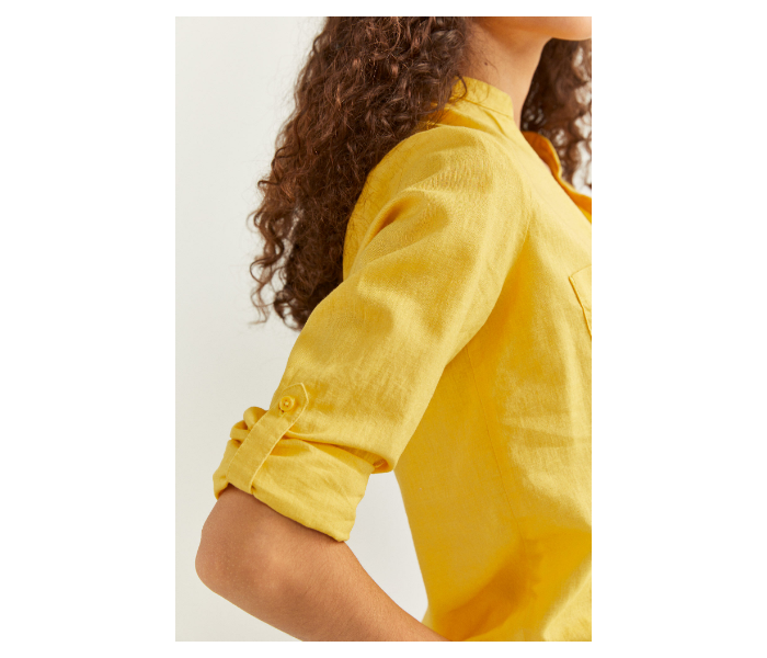 Springfield SS20 Long Sleeve Plain Shirt EU 38 For Women - Yellow - Zoom Image 4