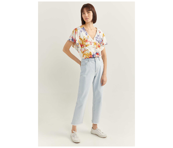 Springfield SS20 Floral Short Sleeve Blouse EU 36 For Women - Yellow and White - Zoom Image 1