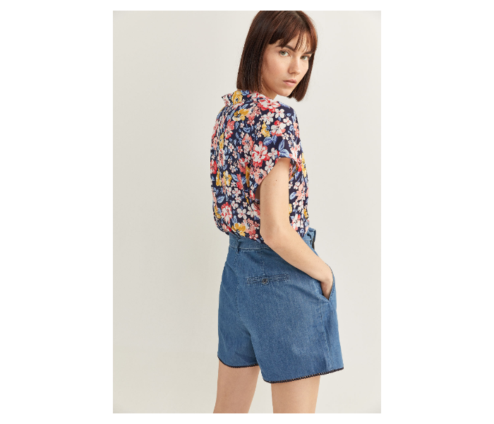 Springfield SS20 Floral Short Sleeve Blouse EU 38 For Women - Blue and Yellow - Zoom Image 3