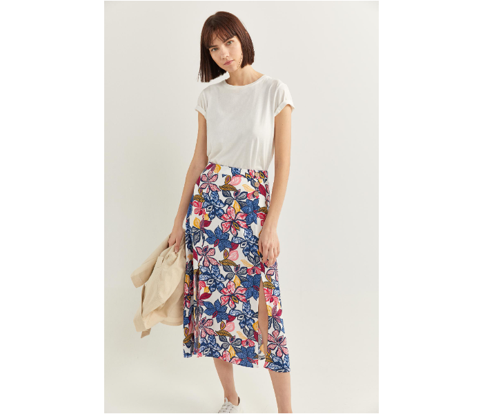 Springfield SS20 Printed Midi Slit Skirt EU 36 For Women - Blue - Zoom Image 1