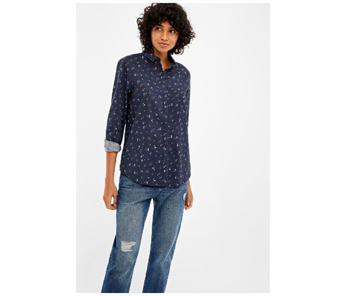 Springfield AW19 Regular Fit Long Sleeve Floral Blouse EU 40 For Women - Dark Blue - Zoom Image 2